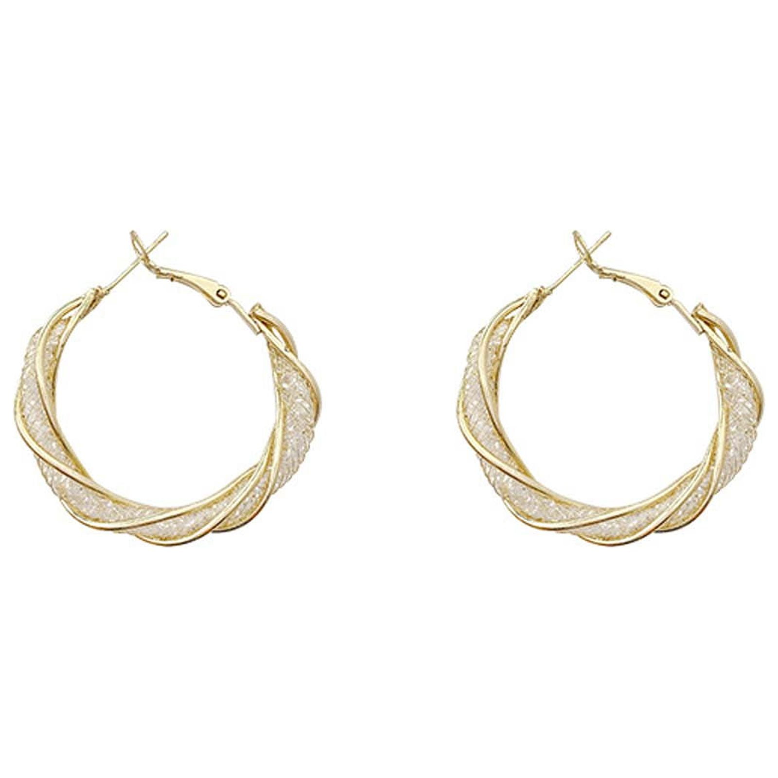 Time and Tru Light Luxury Circle Earrings Metal Super Sparkling