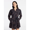 thumbnail image 1 of Time and Tru Women's Tiered Mini Dress with Long Sleeves, Sizes XS-XXXL, 1 of 6