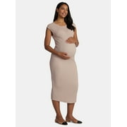 TIME AND TRU Maternity Women's Textured Dress with Cap Sleeves, Sizes S-XXL