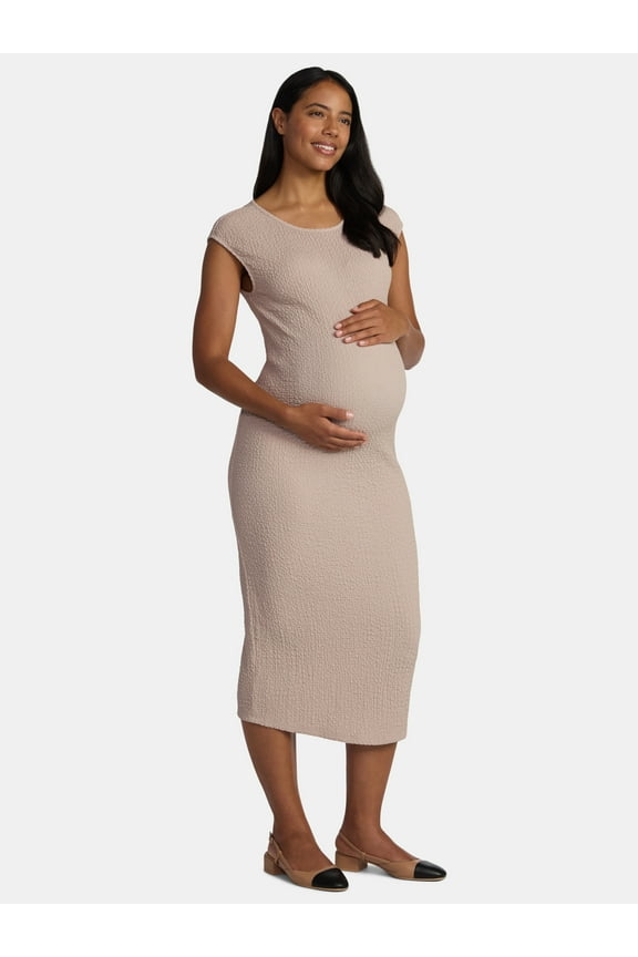 Maternity Women's Textured Dress with Cap Sleeves, Sizes S-XXL