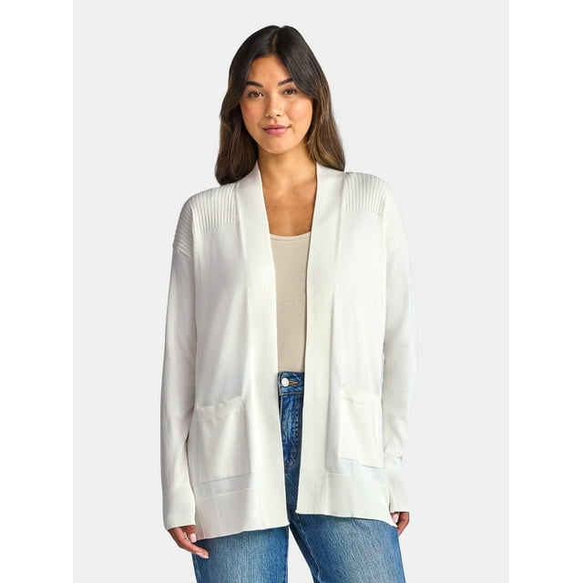 Time and Tru Women's and Women's Plus Open Front Cardigan Sweater, Sizes XS-4X