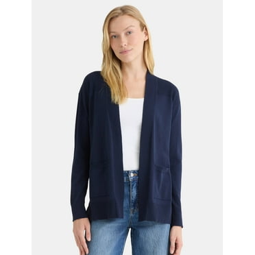 Time & Tru Open Front Cardigan, Size XS-XXXL