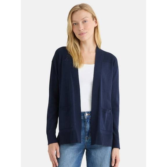 Time and Tru Women's and Women's Plus Open Front Cardigan Sweater, Sizes XS-4X