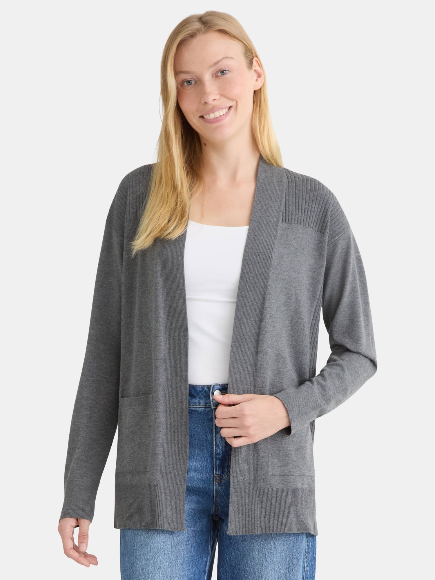 Time and Tru Women's Lightweight Open Front Cardigan Sweater