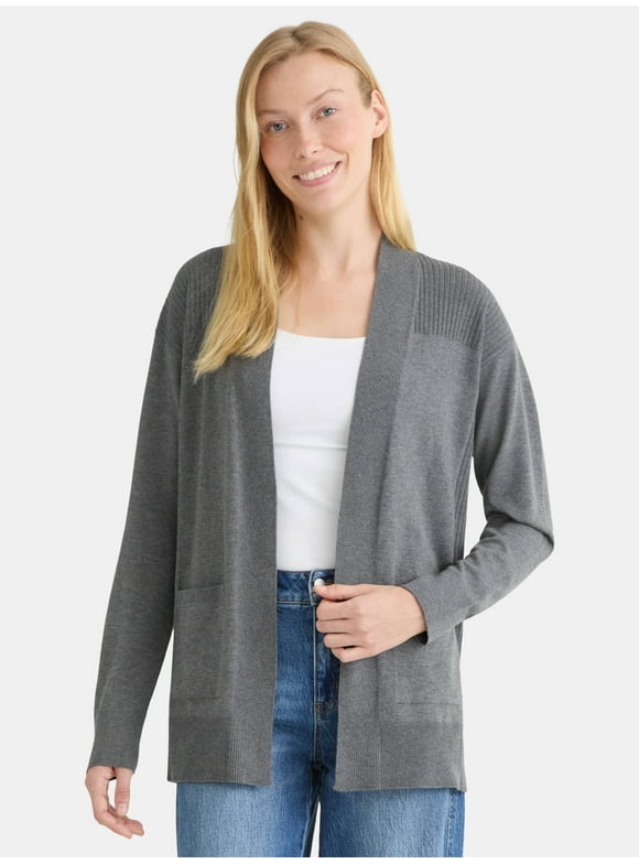 Women's and Women's Plus Open Front Cardigan Sweater, Sizes XS-4X