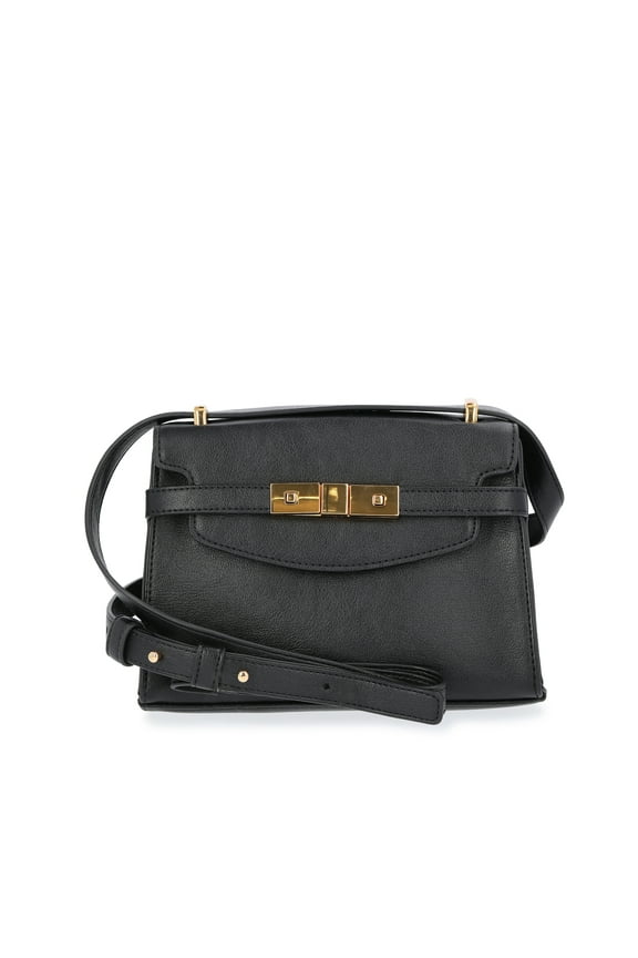 Women's Faux Leather Rosa Crossbody Bag, Black