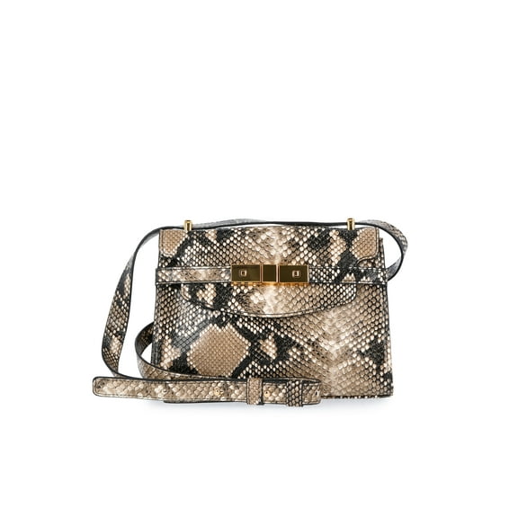 Time and Tru Women's Faux Snakeskin Rosa Crossbody Bag