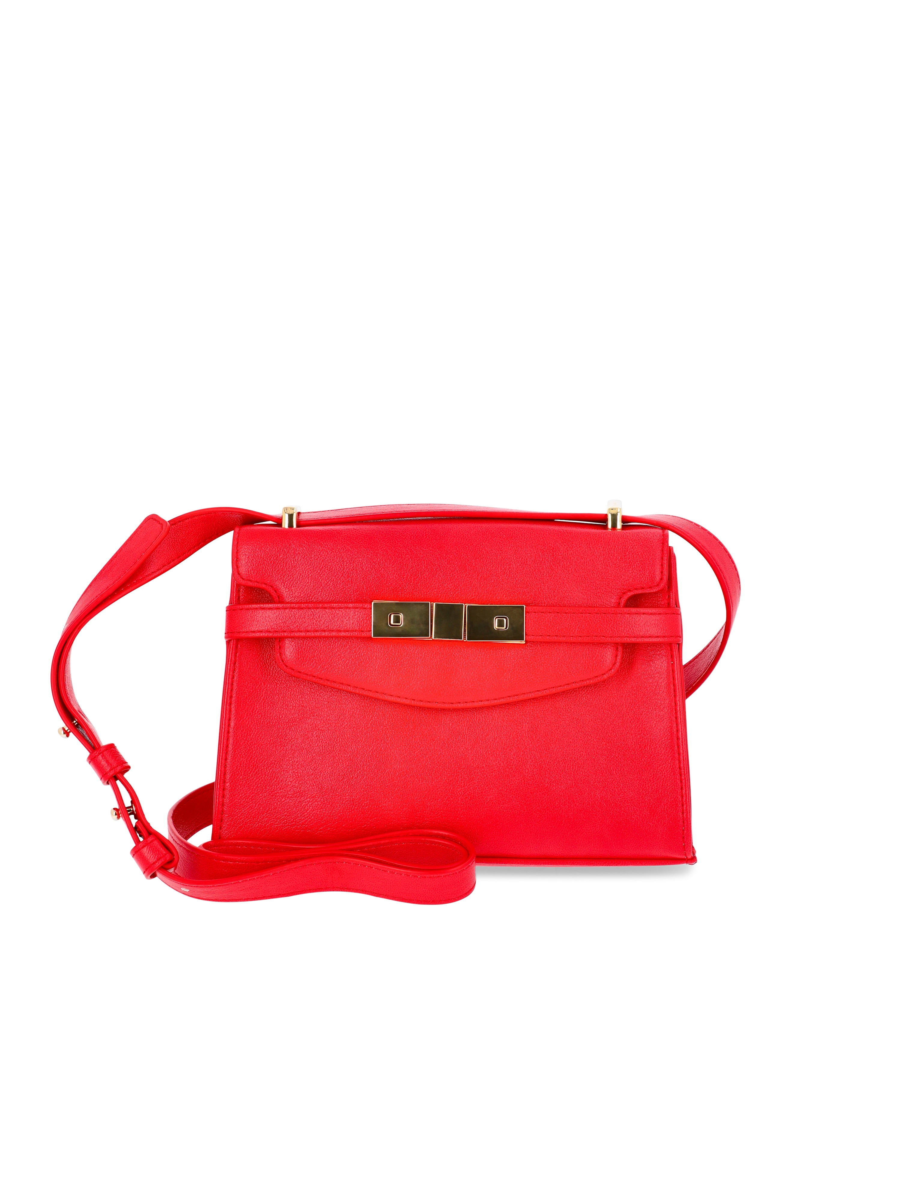 Time and Tru Women's Rosa Belted Crossbody Handbag, Red