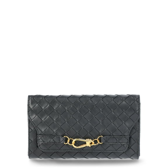 Time and Tru Women's Scarlet Envelope Wallet, Black