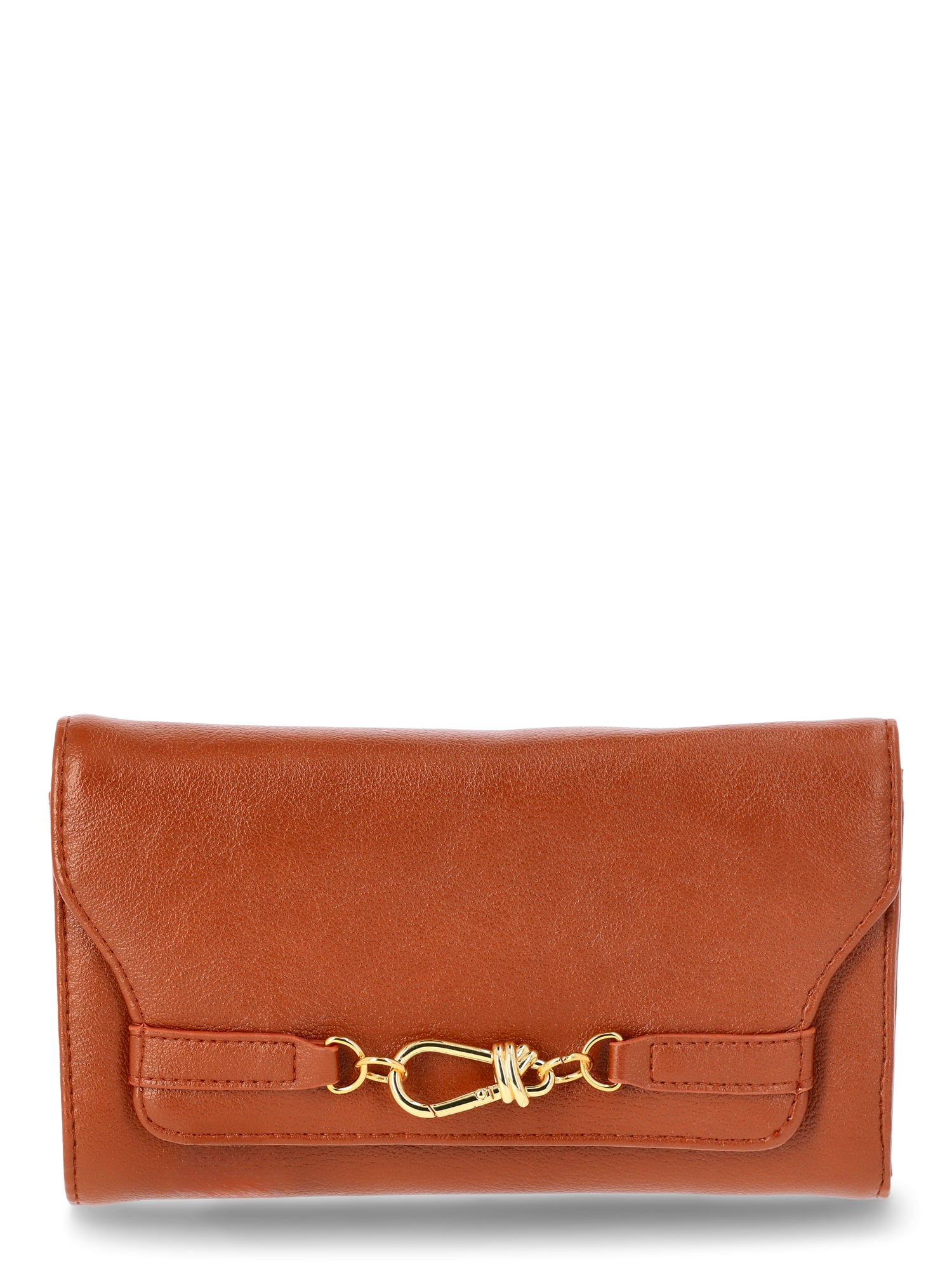 Time and Tru Women's Scarlet Envelope Wallet, Cognac Brown