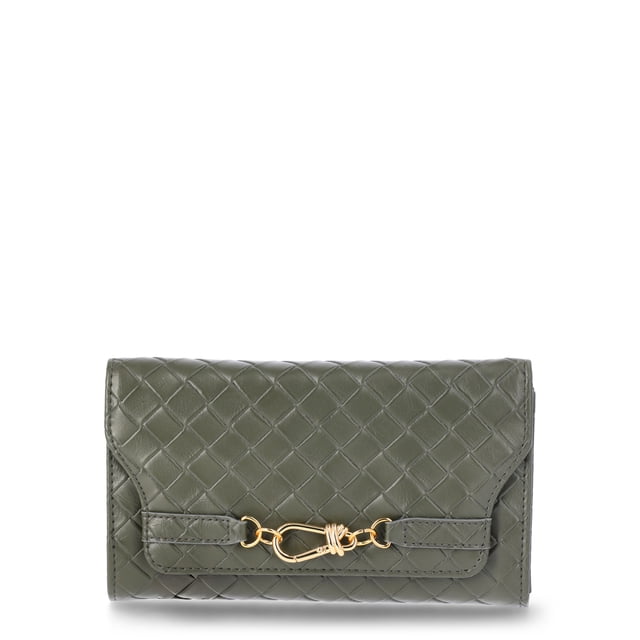 Time and Tru Women's Scarlet Envelope Wallet, Dark Olive