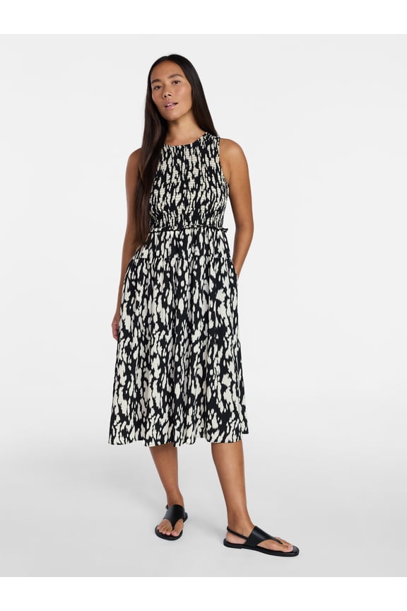 Women's Sleeveless Smocked Midi Dress, Sizes XS-XXXL