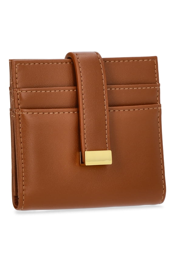 Women's Una Faux Leather Card Case Wallet, Cognac