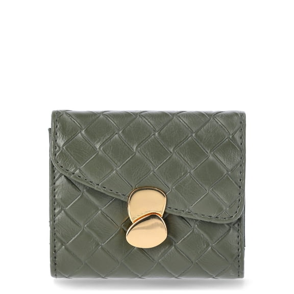Time and Tru Women's Vera Double Sided Trifold Wallet, Olive