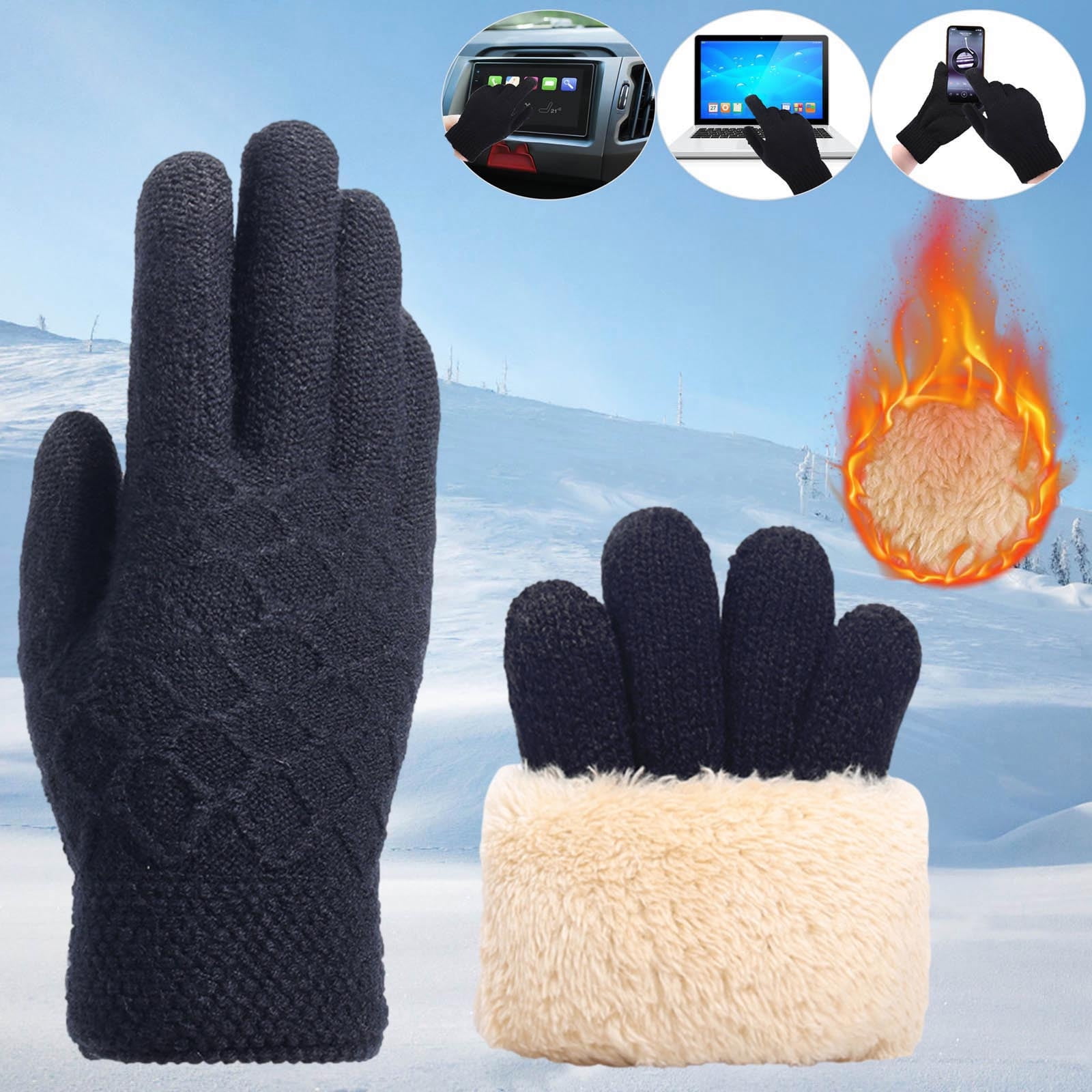Time and Tru Winter Gloves,Outdoor Men Women's Winter Gloves With