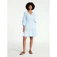 thumbnail image 1 of Time and Tru Women's Tiered Mini Dress with ¾ Sleeves, Sizes XS-XXXL, 1 of 6