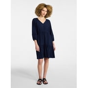 Women's Tiered Mini Dress with ¾ Sleeves, Sizes XS-XXXL