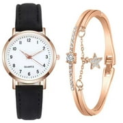 YRTOES Time and Tru Women's Classic Quartz Watch With Luminous Dial, Frosted Leather Strap, Retro Small Round Women's Watch With Bracelet Lightning Deals of Today