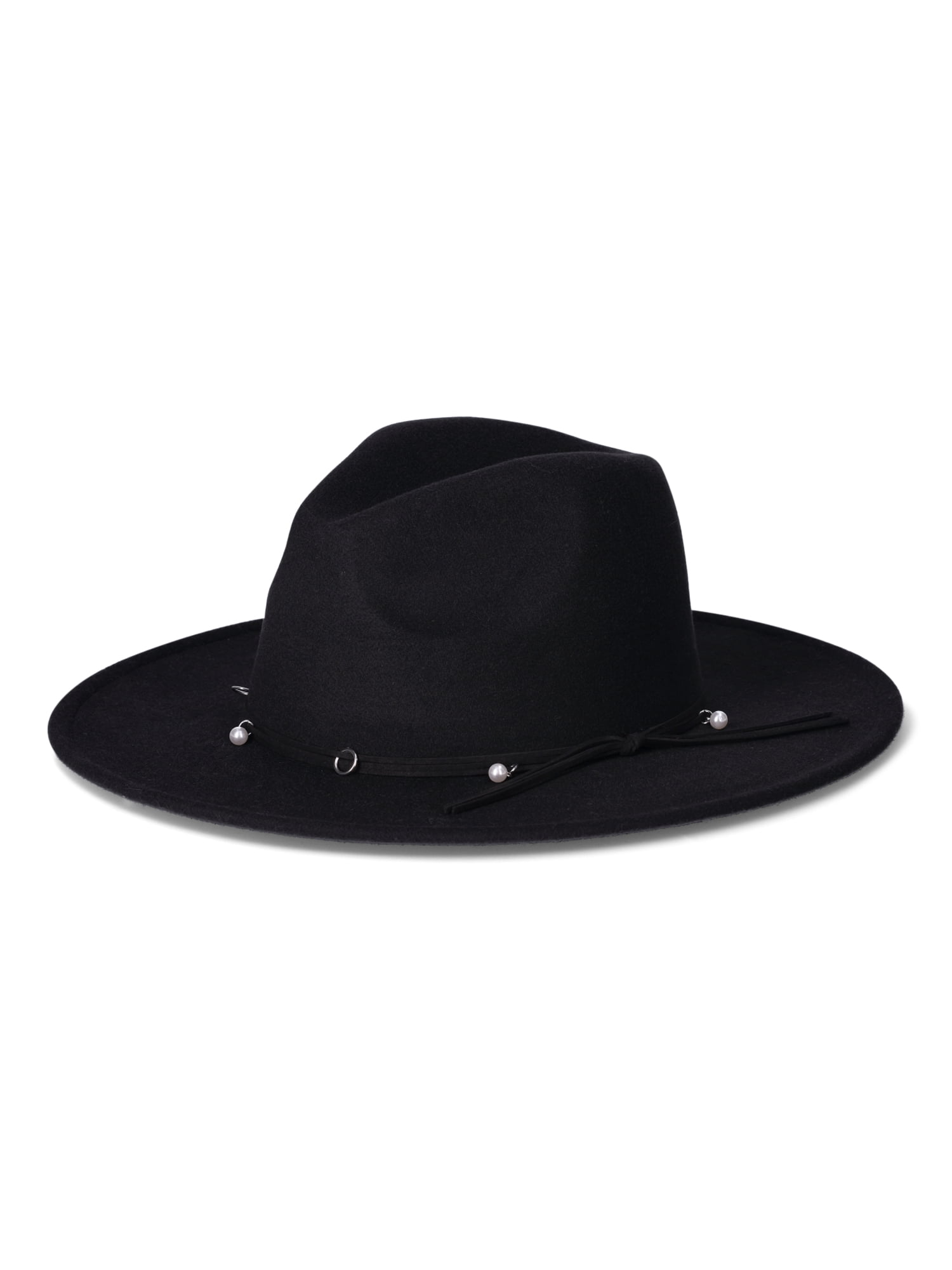 Time & Tru Women's Fedora Hat, Solid Color, Rope Trim Detai With Charms