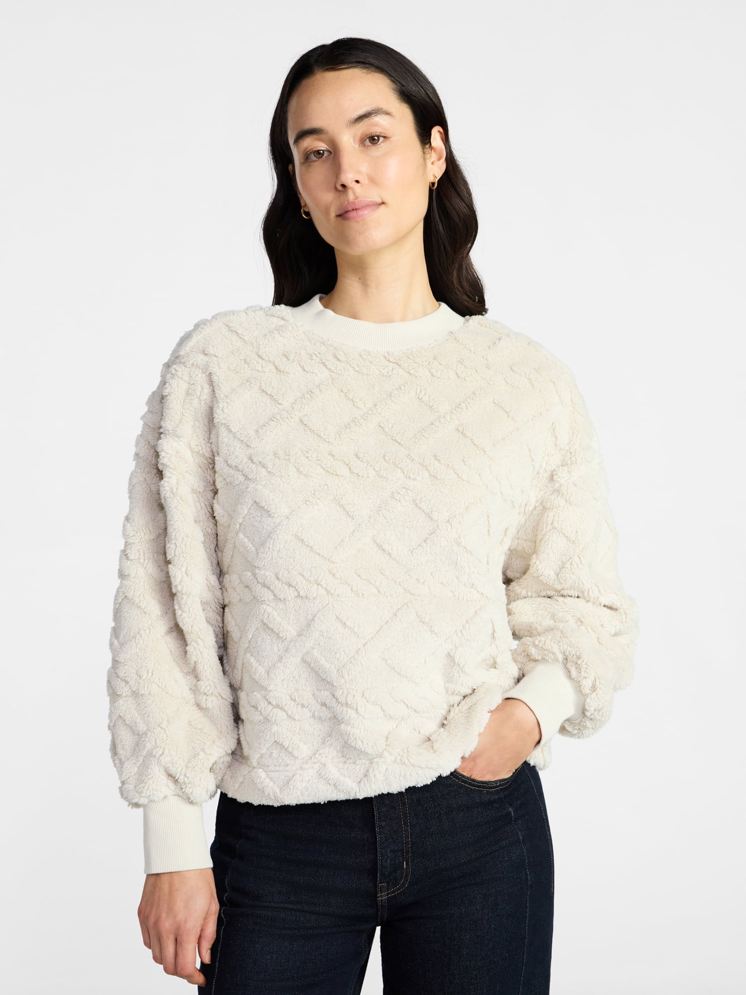 Time & Tru Women's Jacquard Pullover Sweater, Sizes XS-XXXL