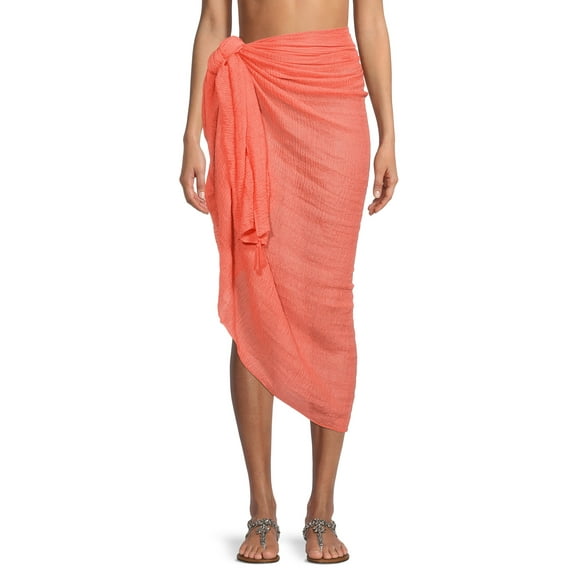 Time & Tru Women's Pareo Swimwear Cover-up, Multi-use Wrap, Beach Wrap