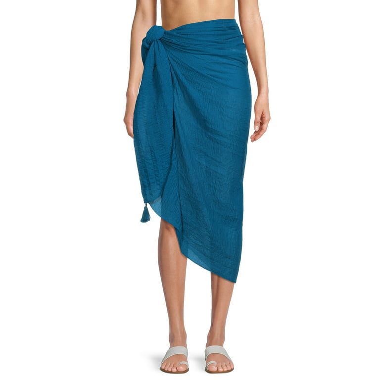 Time & Tru Women's Pareo Swimwear Cover-up, Multi-use Wrap, Beach Wrap