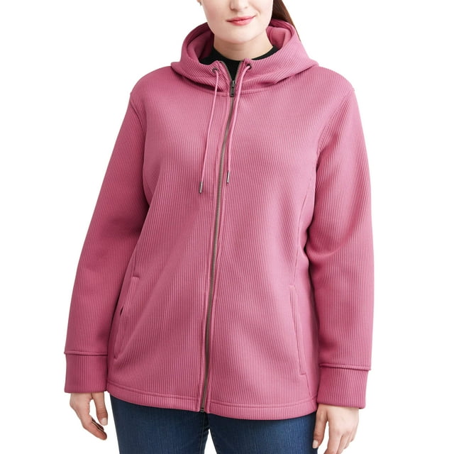 Time & Tru Women's Plus Waffle Knit Jacket