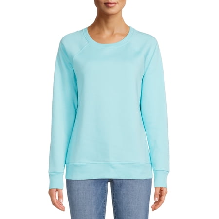 Time & Tru Women's Raglan Fleece Crewneck Sweatshirt