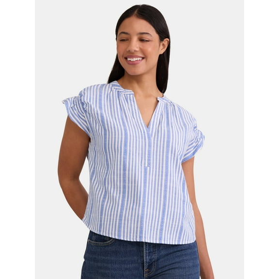 Time & Tru Women's Ruffle Collar Tank, Sizes XS-XXXL