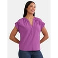 thumbnail image 1 of Time & Tru Women's Ruffle Collar Tank, Sizes XS-XXXL, 1 of 5