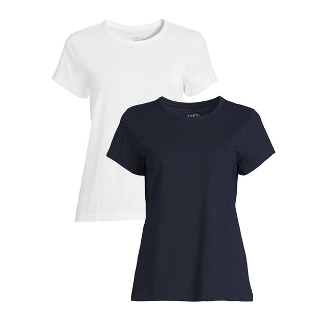 Time & Tru Women's Slub Crew TShirt, 2 Pack