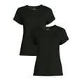 thumbnail image 1 of Time & Tru Women's Slub Crew T-Shirt, 2 Pack, 1 of 5