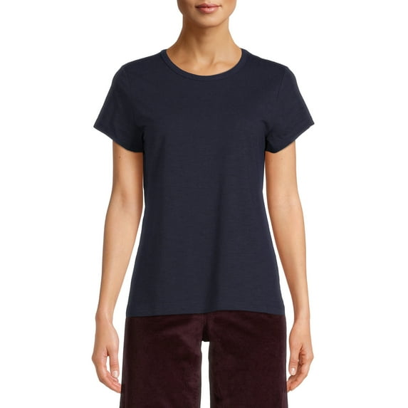 Time & Tru Women's Slub Crew T-Shirt