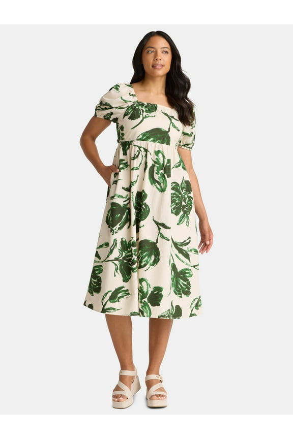 Women's Cotton Tie Back Midi Dress, Sizes XS-XXXL