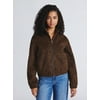 Time & Tru Women's & Women's Plus Faux Wool Bomber