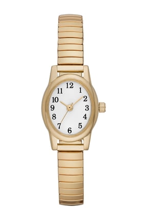 Time & Tru Women's Wristwatch: Gold Tone Oval Case, Easy Read Dial, Expansion Band (FMDOTT008)