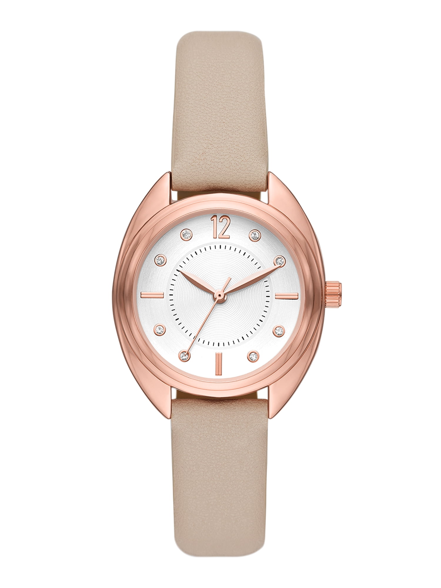 Time \u0026 Tru Women's Wristwatch: Rose Gold Tone Case, White Dial, Blush Faux Leather Strap (FMDOTT093)