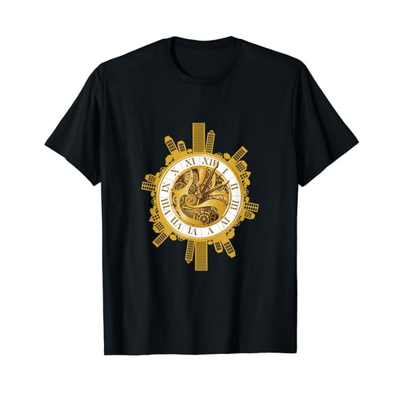 Time Vintage Buildings Steampunk Clock Traveller Travel Gift Cotton T-Shirt