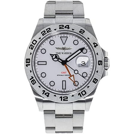 Time Warrior GMT, Swiss Movement Ronda 505, Water Resistant Watch White Dial, Rotating Bezel, Swiss Quartz Movement, Pro Diver Watch, Sapphire Glass