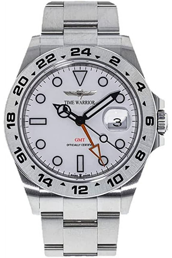 GMT, Swiss Movement Ronda 505, Water Resistant Watch White Dial, Rotating Bezel, Swiss Quartz Movement, Pro Diver Watch, Sapphire Glass