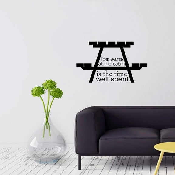Time Wasted At The Cabin Quote Cabin Camp Camping Scenery Vacation Quotes Wall Decal Sticker Vinyl Art Mural for Girls / Boys Campers Home Room Walls Bedroom House Decor Decoration (8x10 inch)
