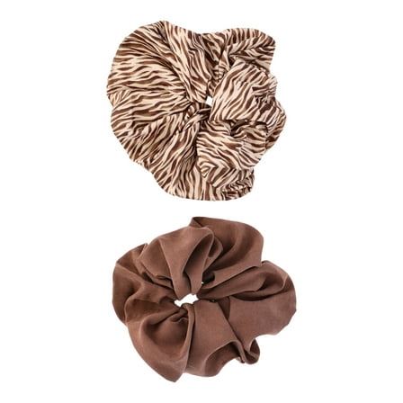 Time and Tru Women's Large Scrunchy Hair Tie, 2-Pack, Tan