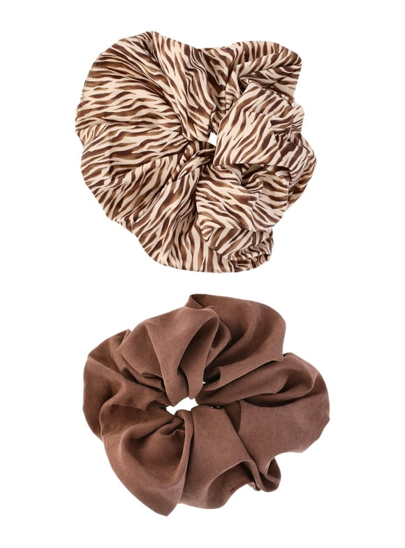 Women's Large Scrunchy Hair Tie, 2-Pack, Tan