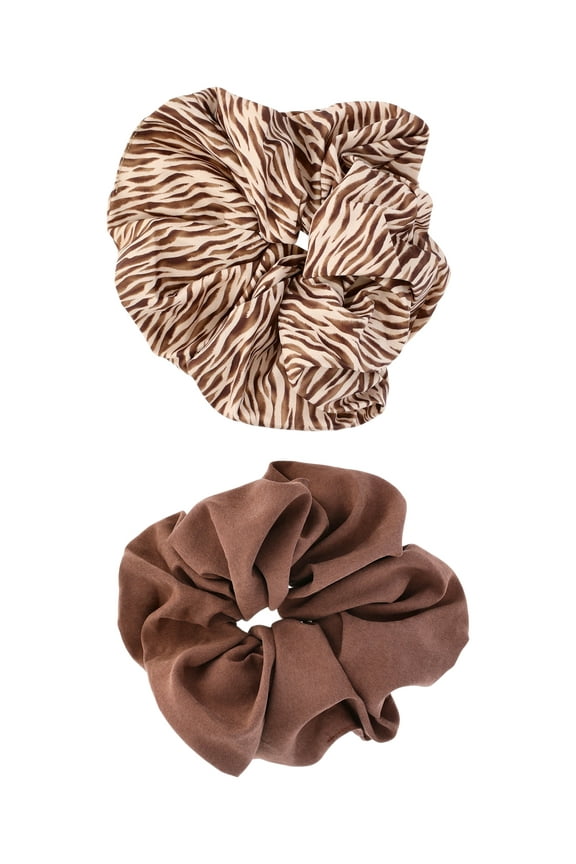 Women's Large Scrunchy Hair Tie, 2-Pack, Tan