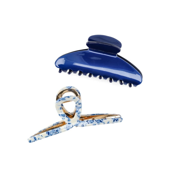 Time and Tru 2 Pack Looped Hair Claws, Blue