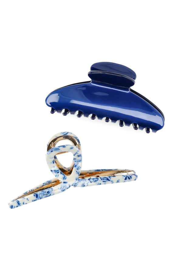 2 Pack Looped Hair Claws, Blue
