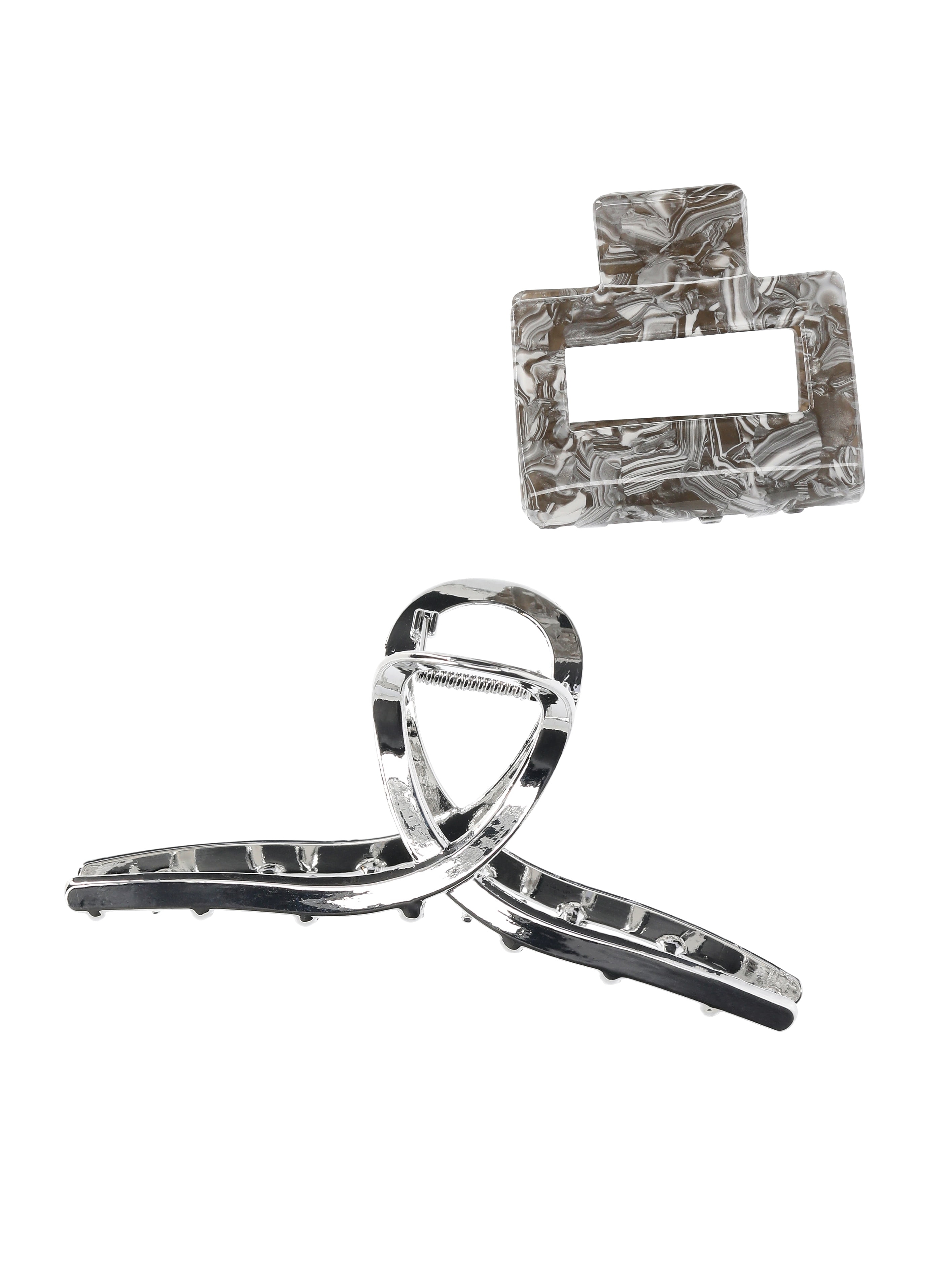 Time and Tru 2 Pack Square and Loop Claws, Silver