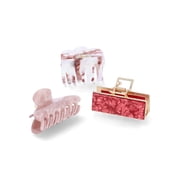 Time and Tru Women’s Acrylic Claw Clips, 3-Pack, Berry