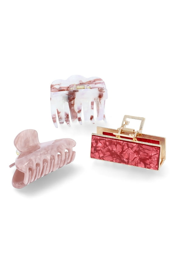Women’s Acrylic Claw Clips, 3-Pack, Berry