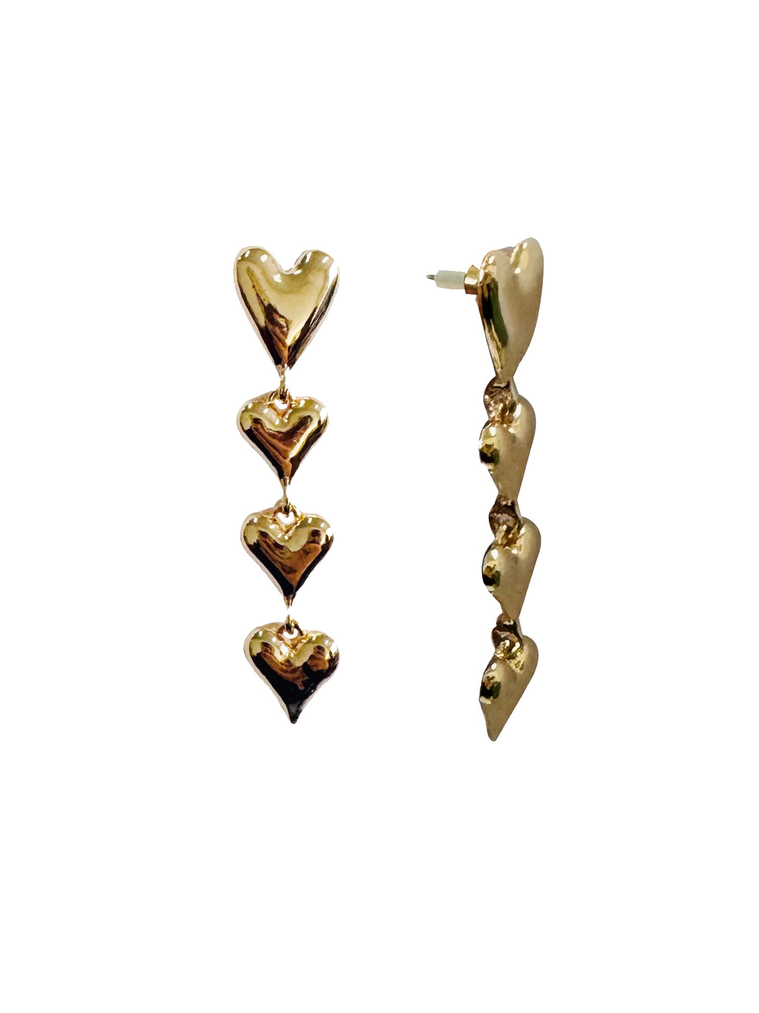 Time and Tru 4 Heart Linear Gold Fashion Earrings